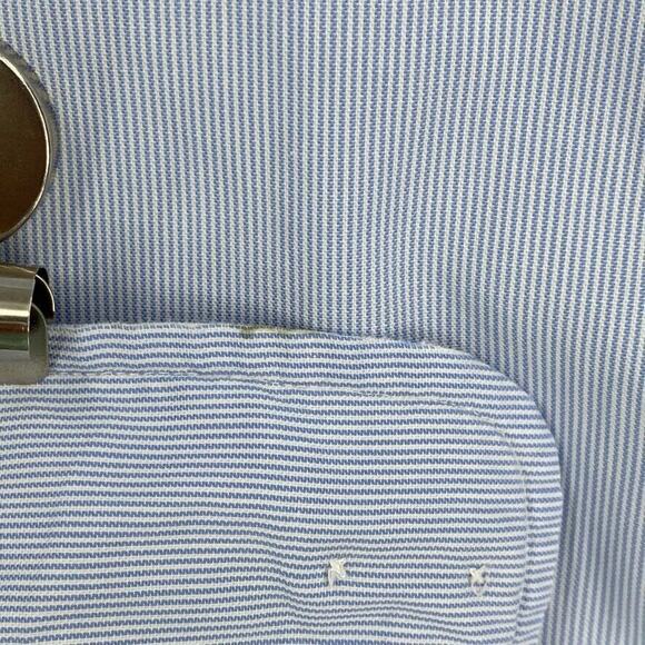 Club Room Shirt Mens 16.5 Blue Striped Button Up Long Sleeve Pinpoint Collared - Picture 12 of 12